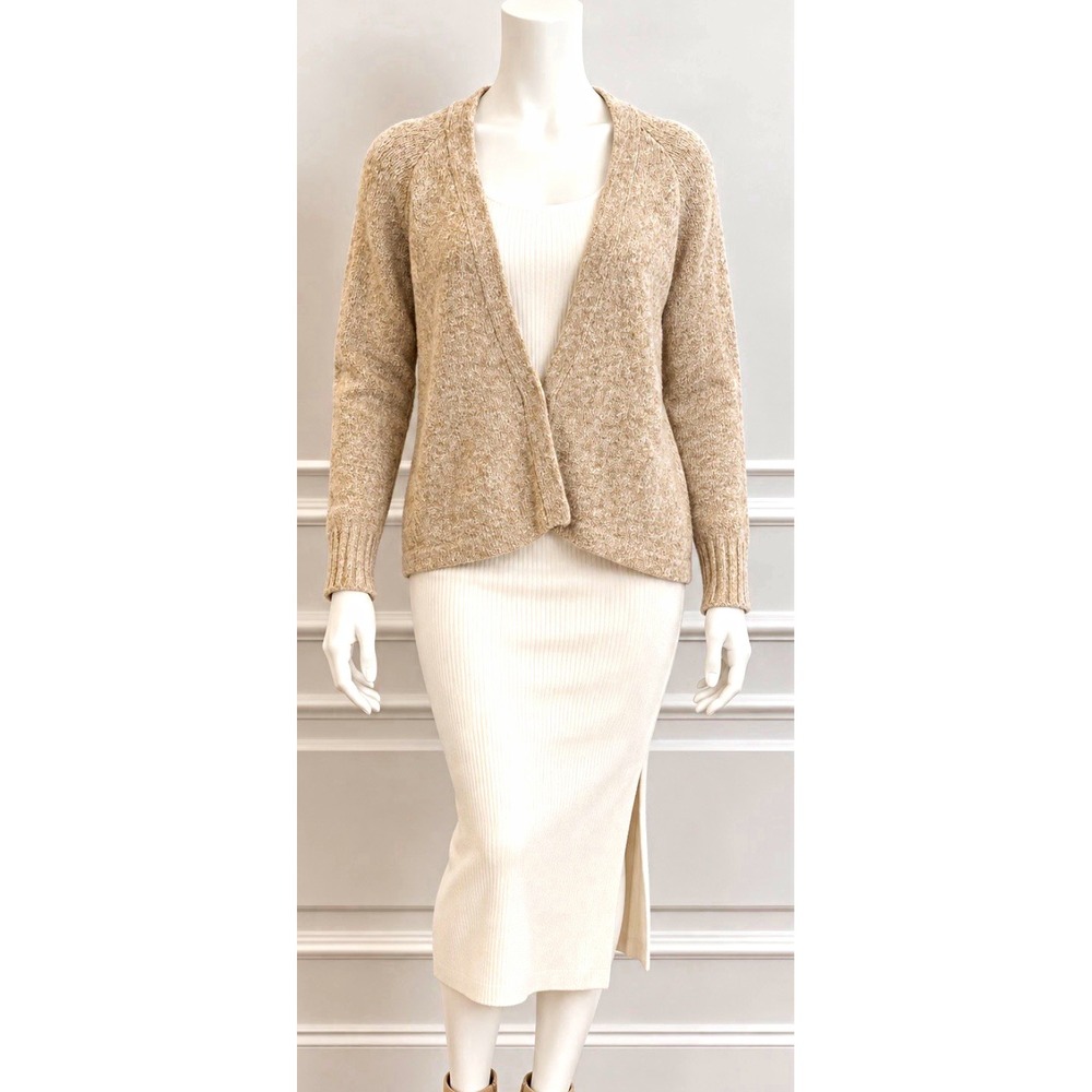 New York & Company Women's Beige Sweater Open Front Cardigan Jacket Size Small S